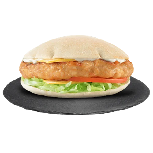 وجبة برجر دجاج طازج بخبز أبيض.