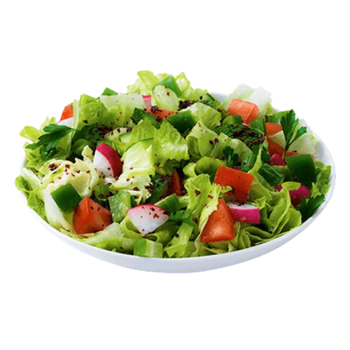 طبق سلطة فتوش خضراء طازجة ومشكلة.