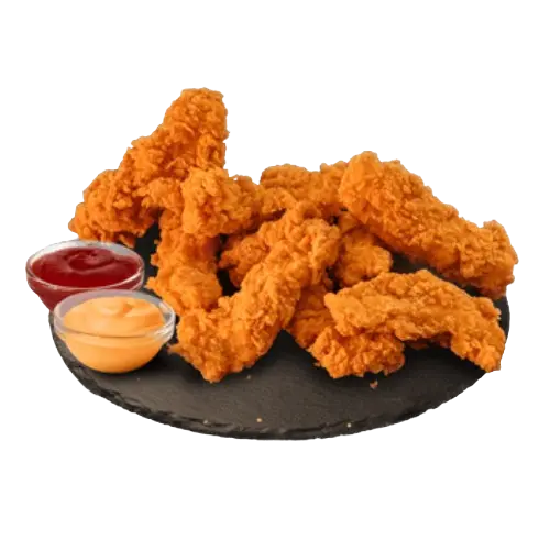 9 قطع تيندرز دجاج من الطازج تقدم مع نوعين صوص